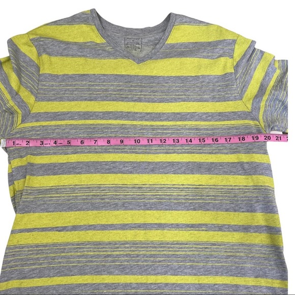 Apt 9 Neon Yellow & Grey Striped V-Neck T-Shirt M - Picture 8 of 8
